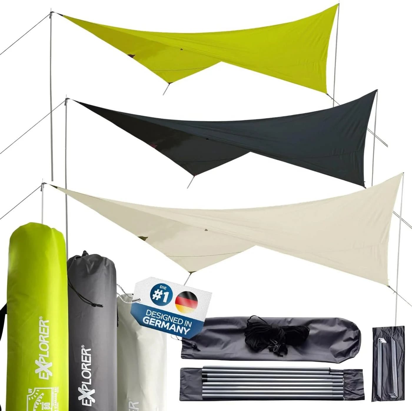 EXPLORER Sonnensegel 3x4m Rechteckig Wasserabweisend Beige