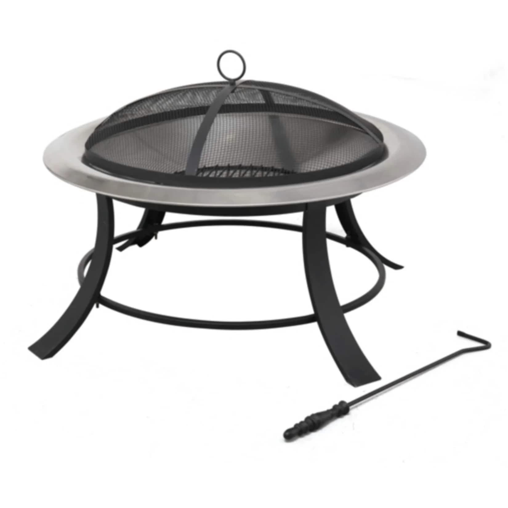 Tepro Feuerstelle Silver City Schwarz/Edelstahlfarben mit Funkenschirm
