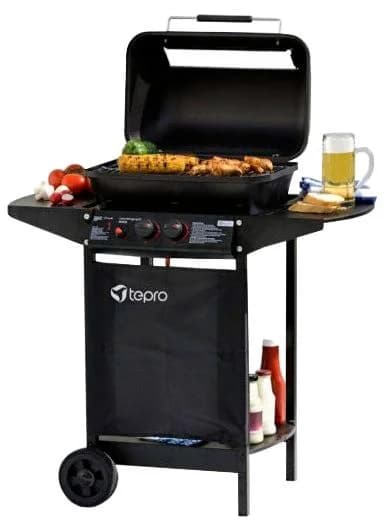 Tepro Gasgrill "Irvine" Schwarz mit Lavasteinen und Seitenablagen - Bild 2