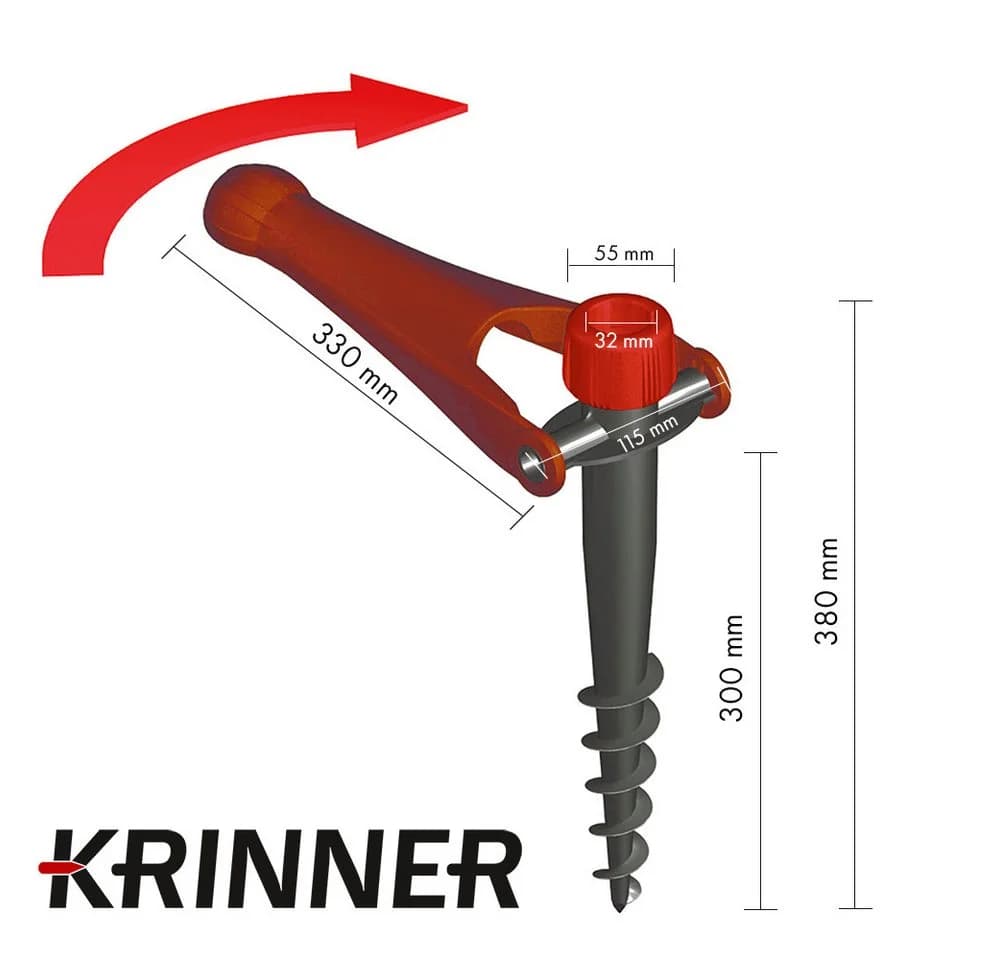 Krinner Schirmhalter Vario Drill Erdanker Sonnenschirmständer Rot - Bild 3