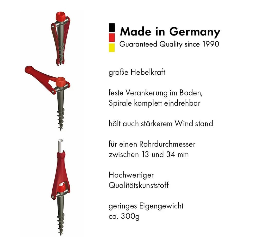 Krinner Schirmhalter Vario Drill Erdanker Sonnenschirmständer Rot - Bild 4