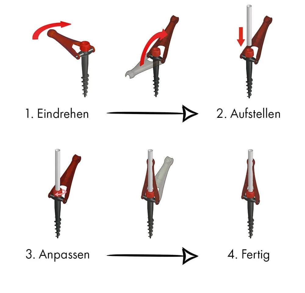 Krinner Schirmhalter Vario Drill Erdanker Sonnenschirmständer Rot - Bild 5