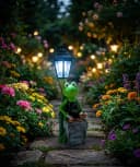 Kremers Schatzkiste Gartenfigur XXL Frosch Grillmeister LED Solarlaterne Bild 1