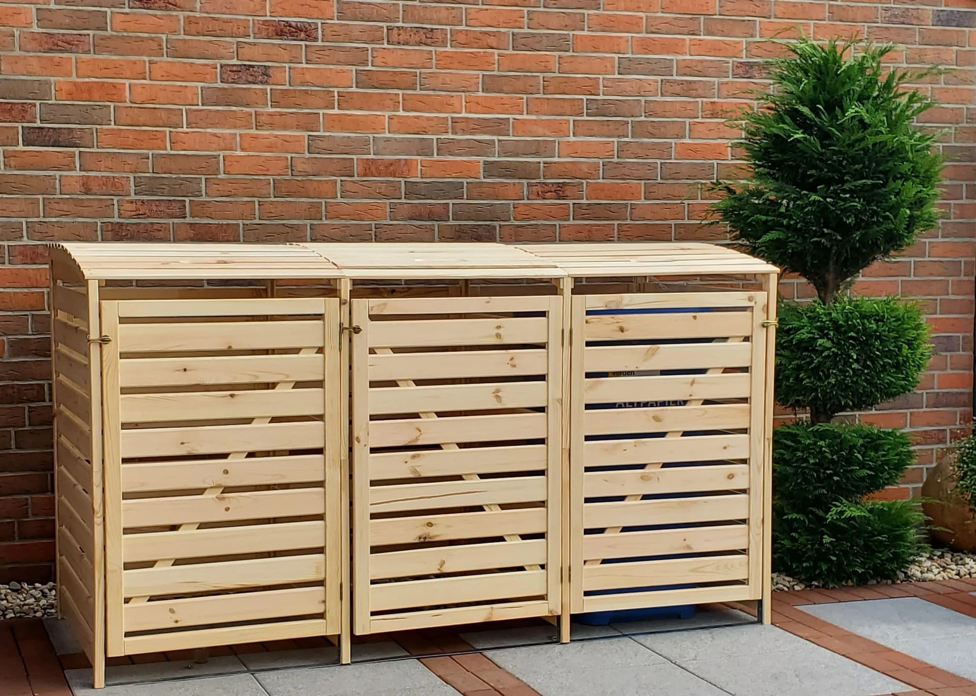PROMADINO Mülltonnenbox Vario III Beige Natur Massivholz