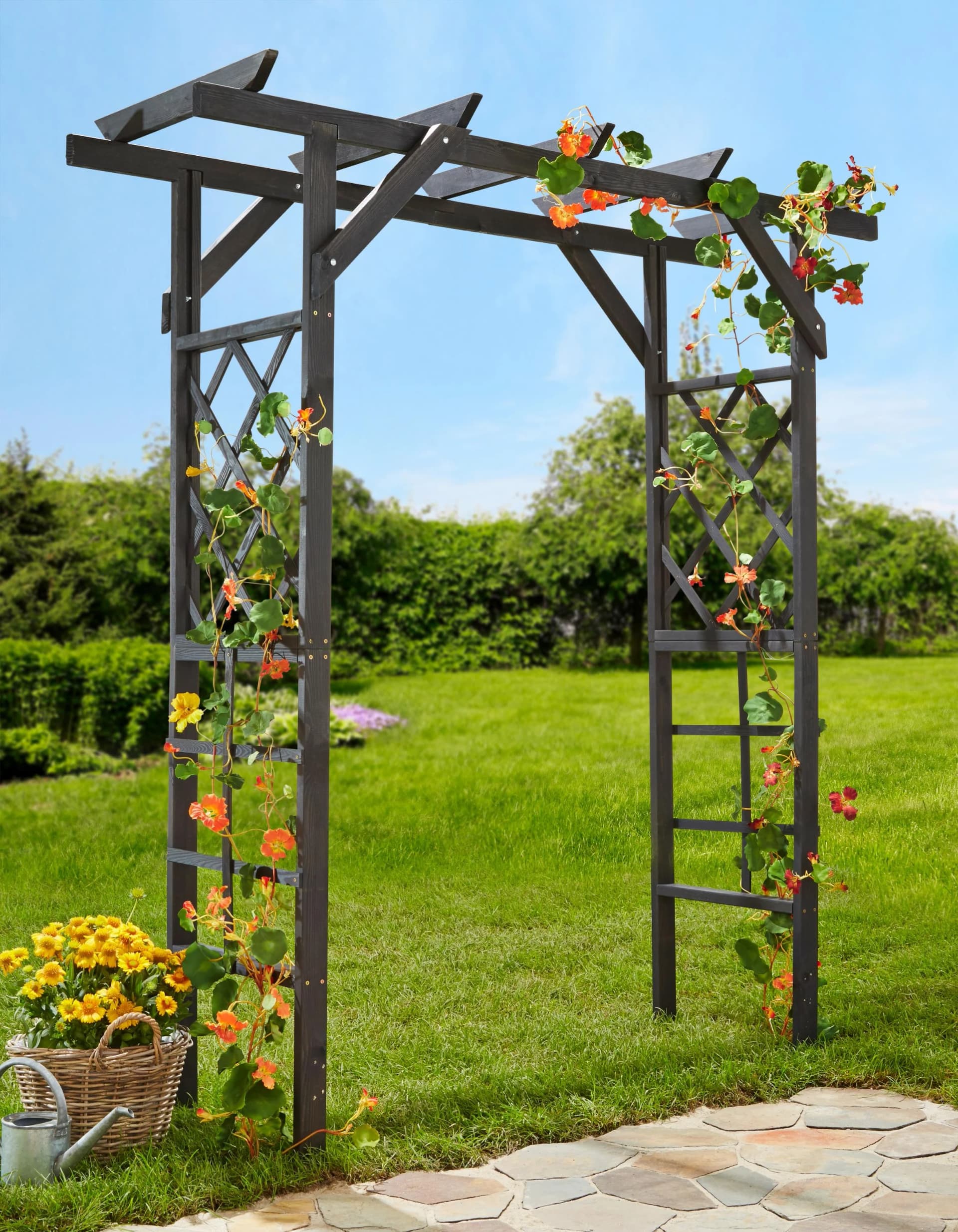 PROMADINO Rosenbogen Pergola Ben Anthrazit mit Rankhilfen - Bild 5