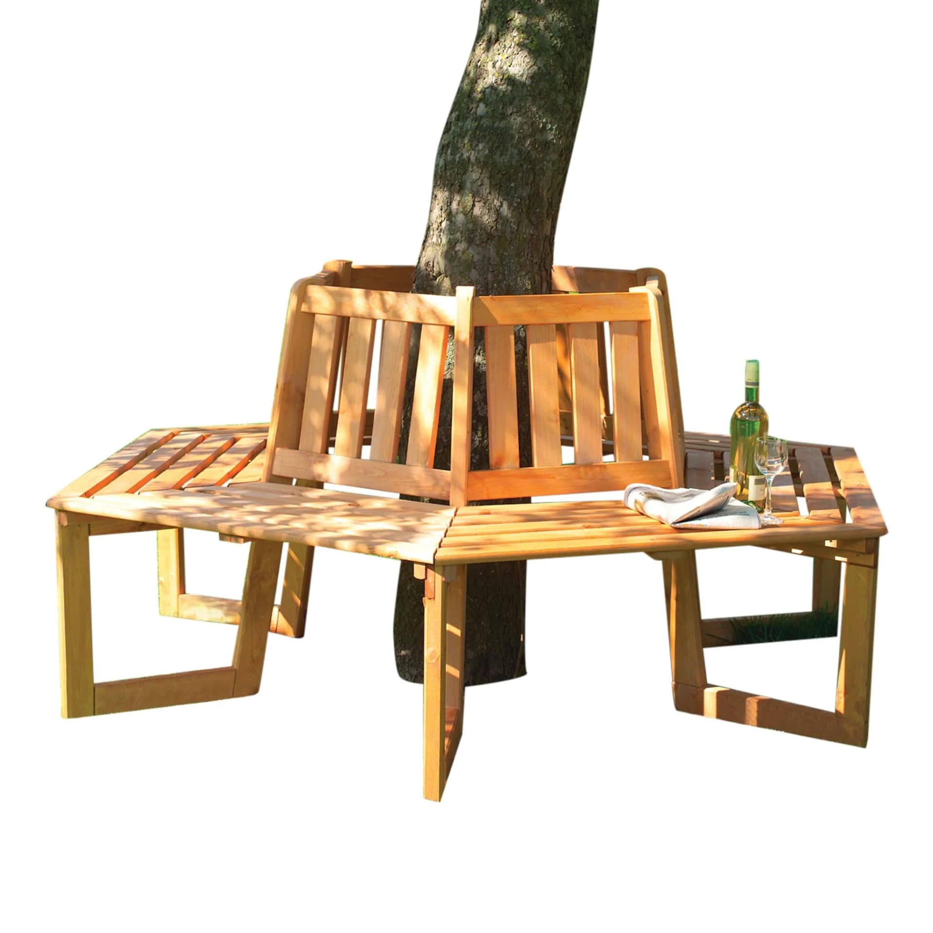 Promadino Baumbank Honigbraun Massivholz Garten - Bild 5