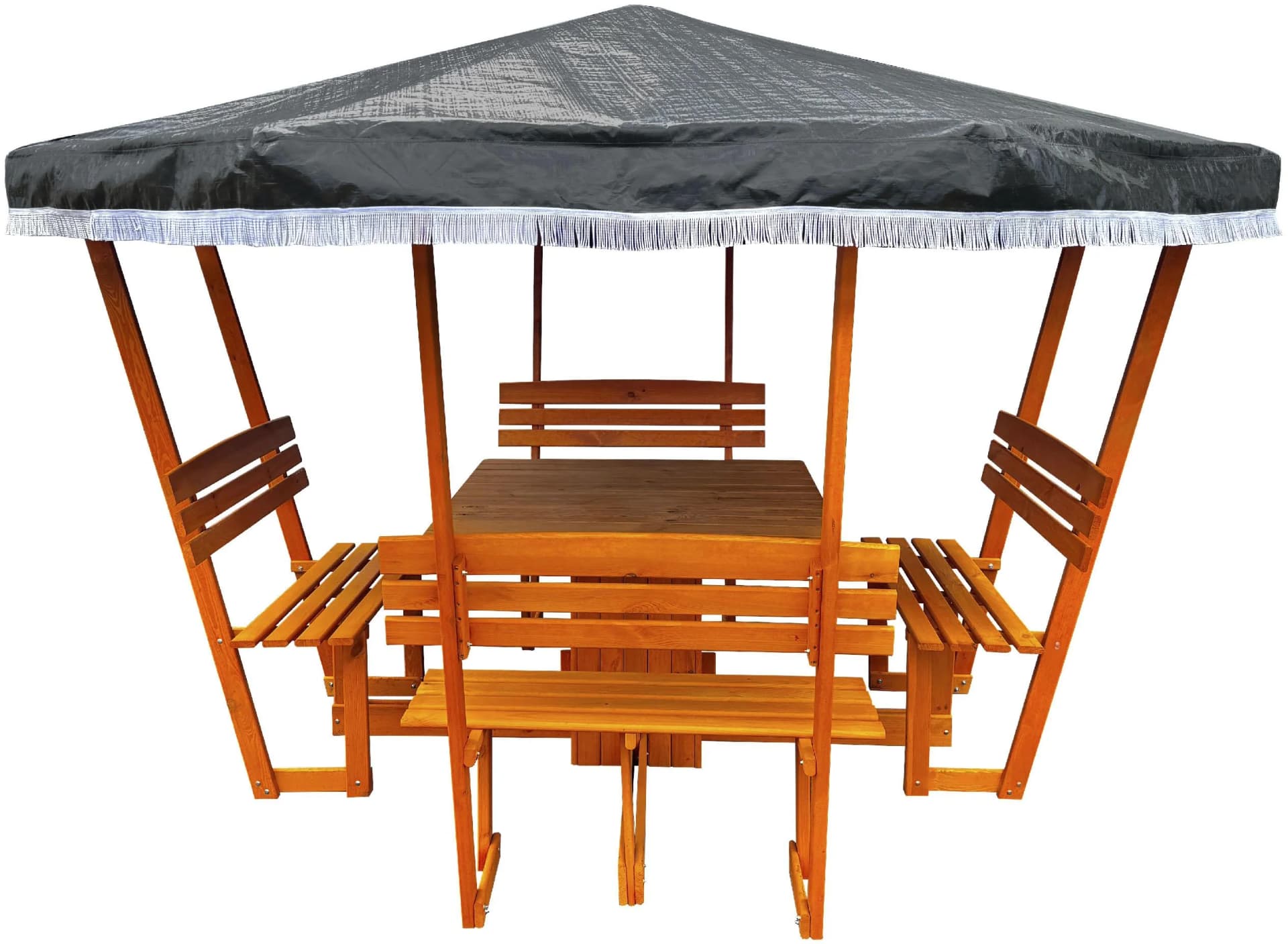 Promadino Pavillon Rosenheim Grün Kiefernholz inkl. Sitzgruppe