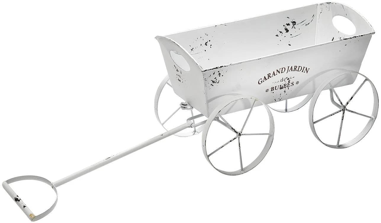 LOCKER Blumentopf Leiterwagen Weiß Metall