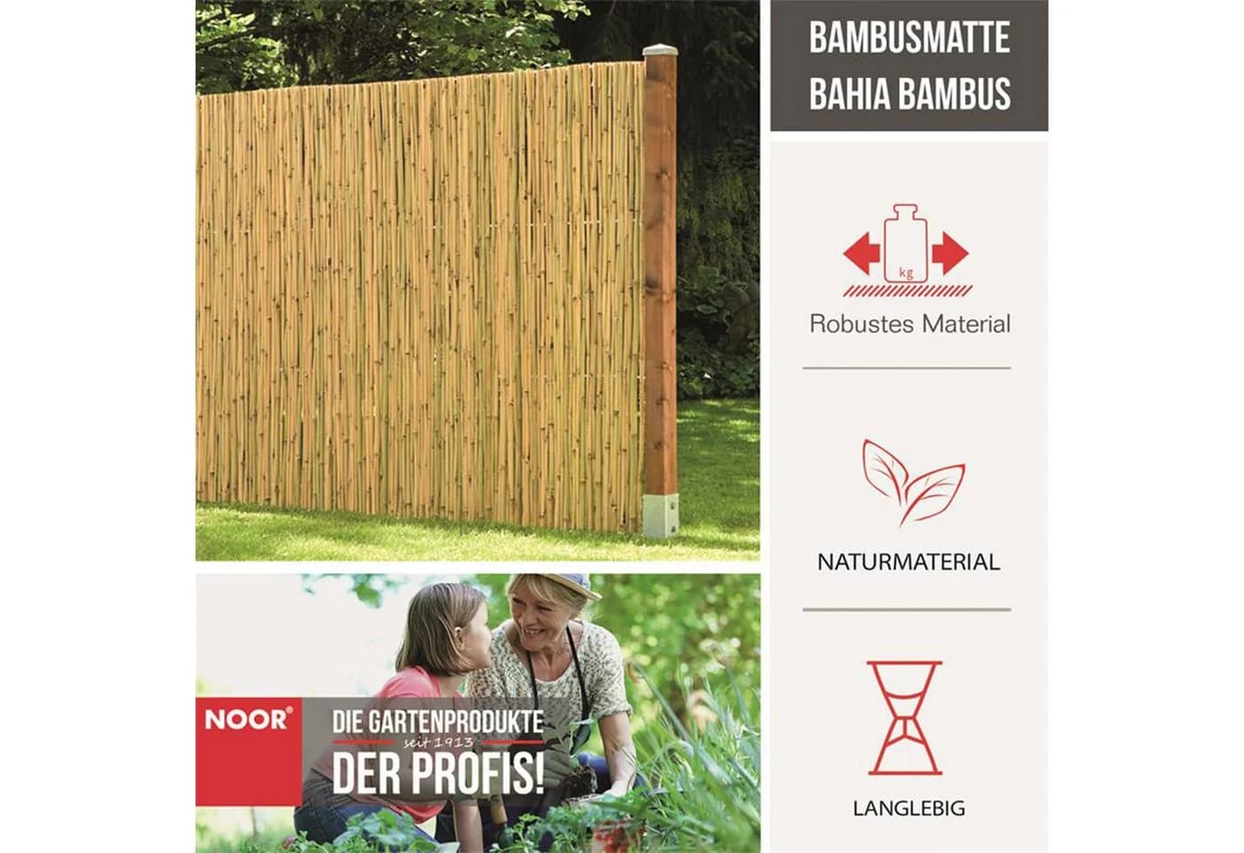 NOOR Sichtschutzzaunmatte Bambus BAHIA Natur - Bild 3
