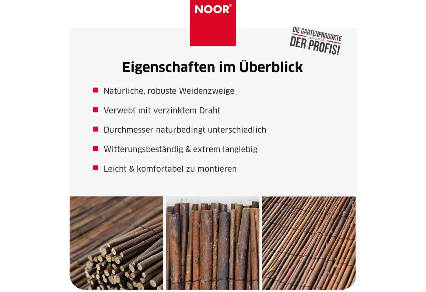 NOOR Weidenmatte DELUXE Sichtschutz für Balkon, Terrasse - Bild 4