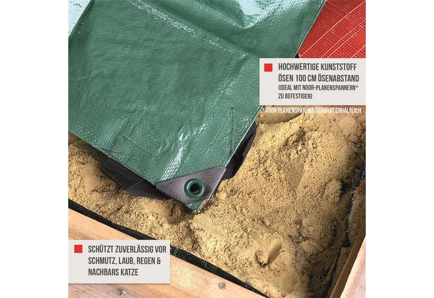 NOOR Sandkasten-Abdeckplane Grün Wetterfest UV-beständig