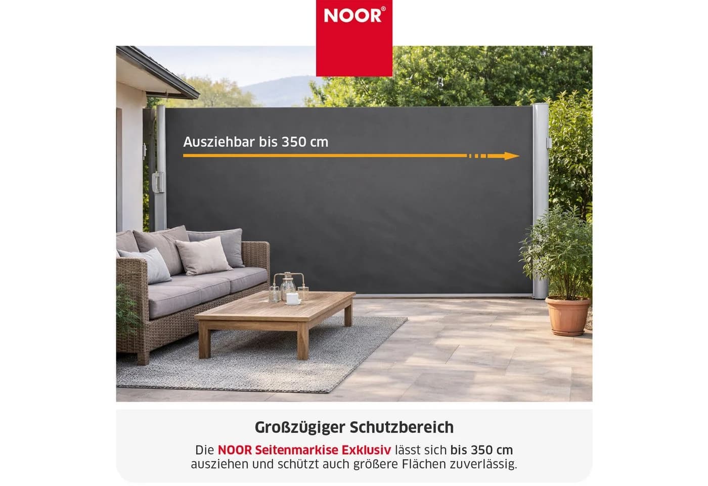 NOOR Seitenmarkise EXCLUSIV Anthrazit Wind- und Sichtschutz - Bild 3