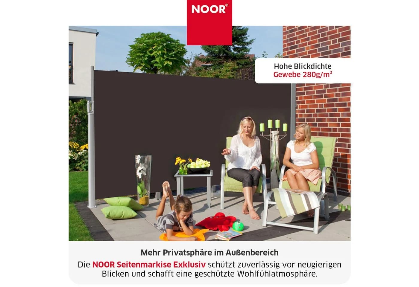NOOR Seitenmarkise EXCLUSIV Anthrazit Wind- und Sichtschutz - Bild 4