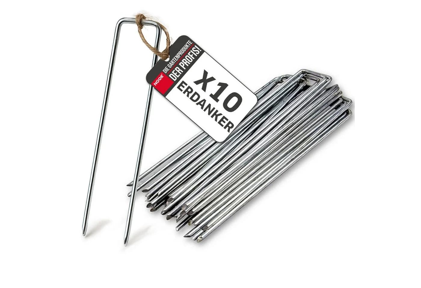 NOOR Erdanker 20 cm verzinkter Stahl Anti-Rost 10er Pack - Bild 2