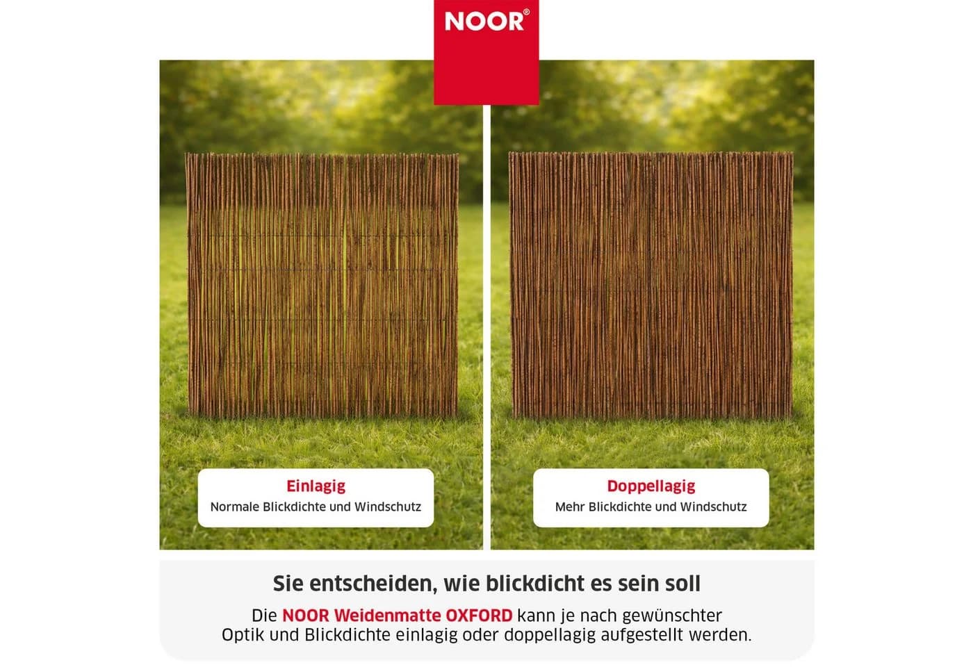 NOOR Weidenmatte OXFORD Sichtschutzzaunmatten Naturbraun Rustikal - Bild 4