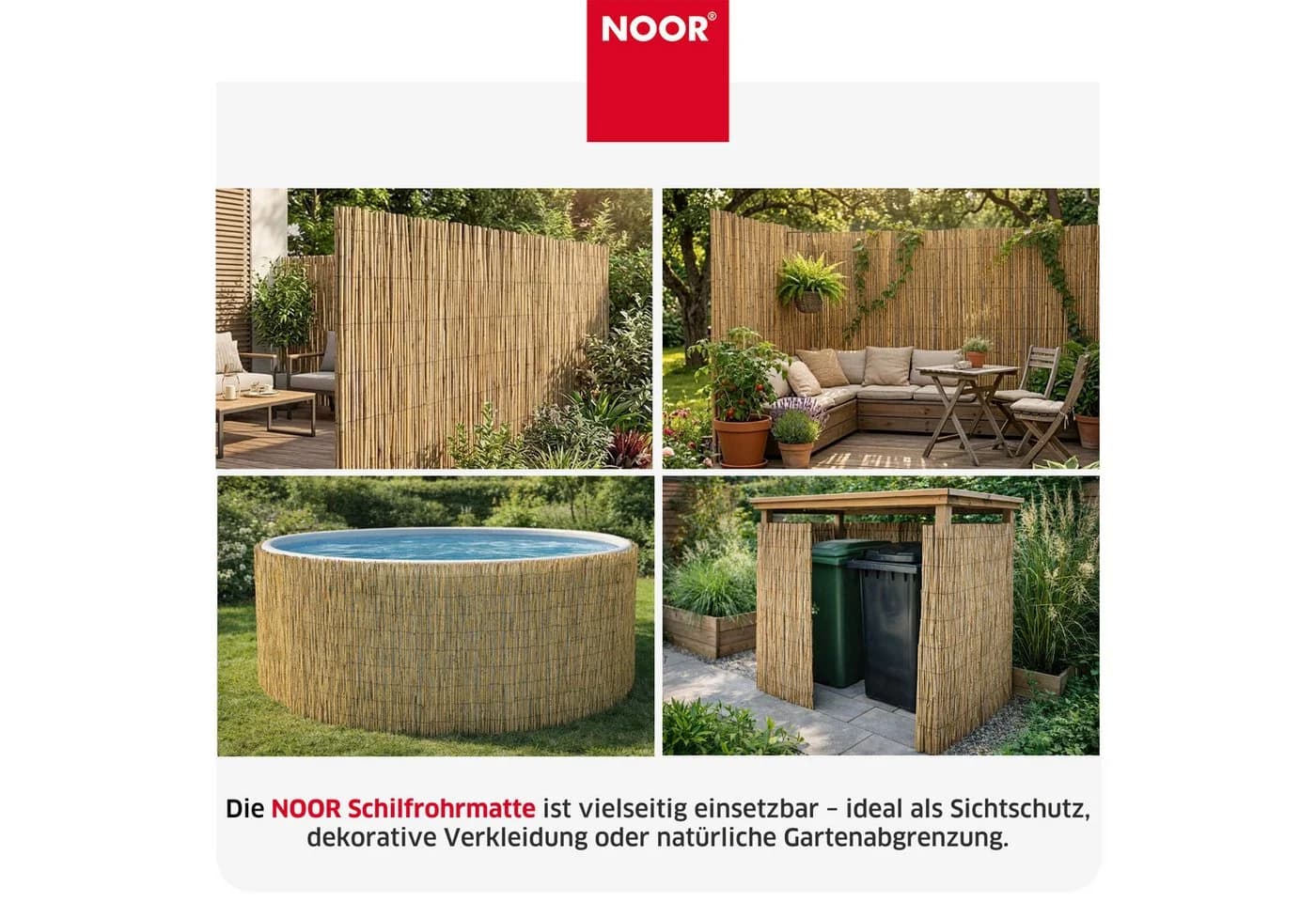 NOOR Schilfrohrmatte NIZZA Sichtschutz Drahtbindung Natur - Bild 5