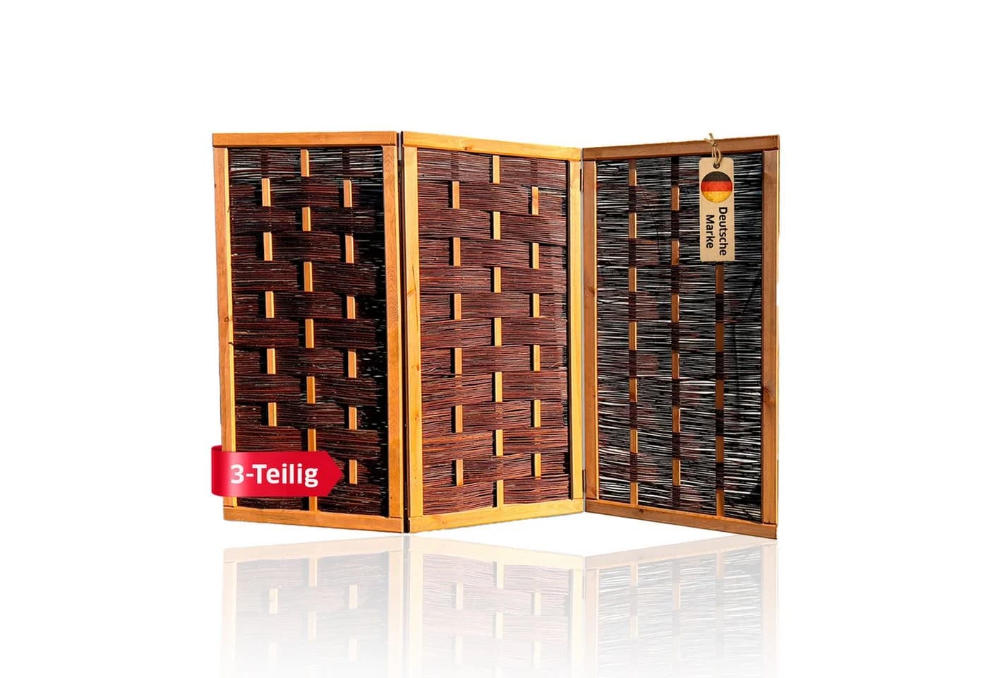 NOOR Paravent Weide Deluxe Klappbar Sichtschutz 3 St - Bild 2