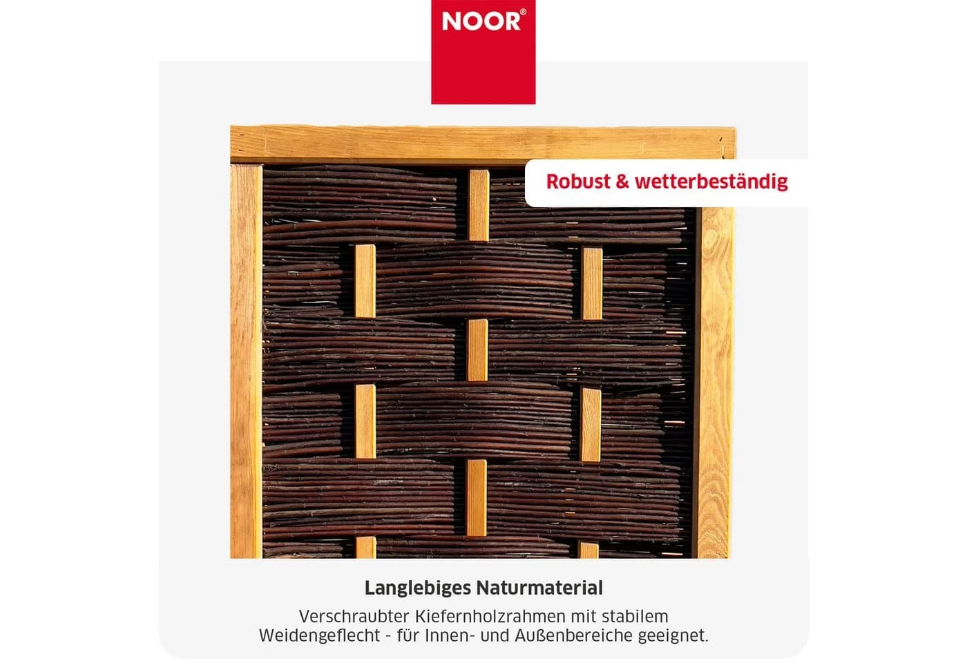 NOOR Paravent Weide Deluxe Klappbar Sichtschutz 3 St - Bild 4