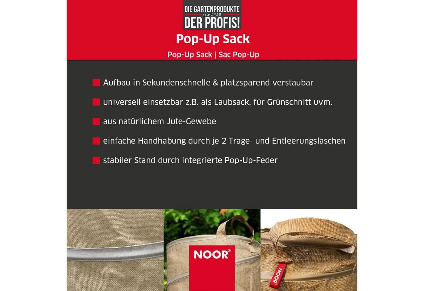 NOOR POP-UP Gartensack 160L Faltbar Standfest - Bild 3