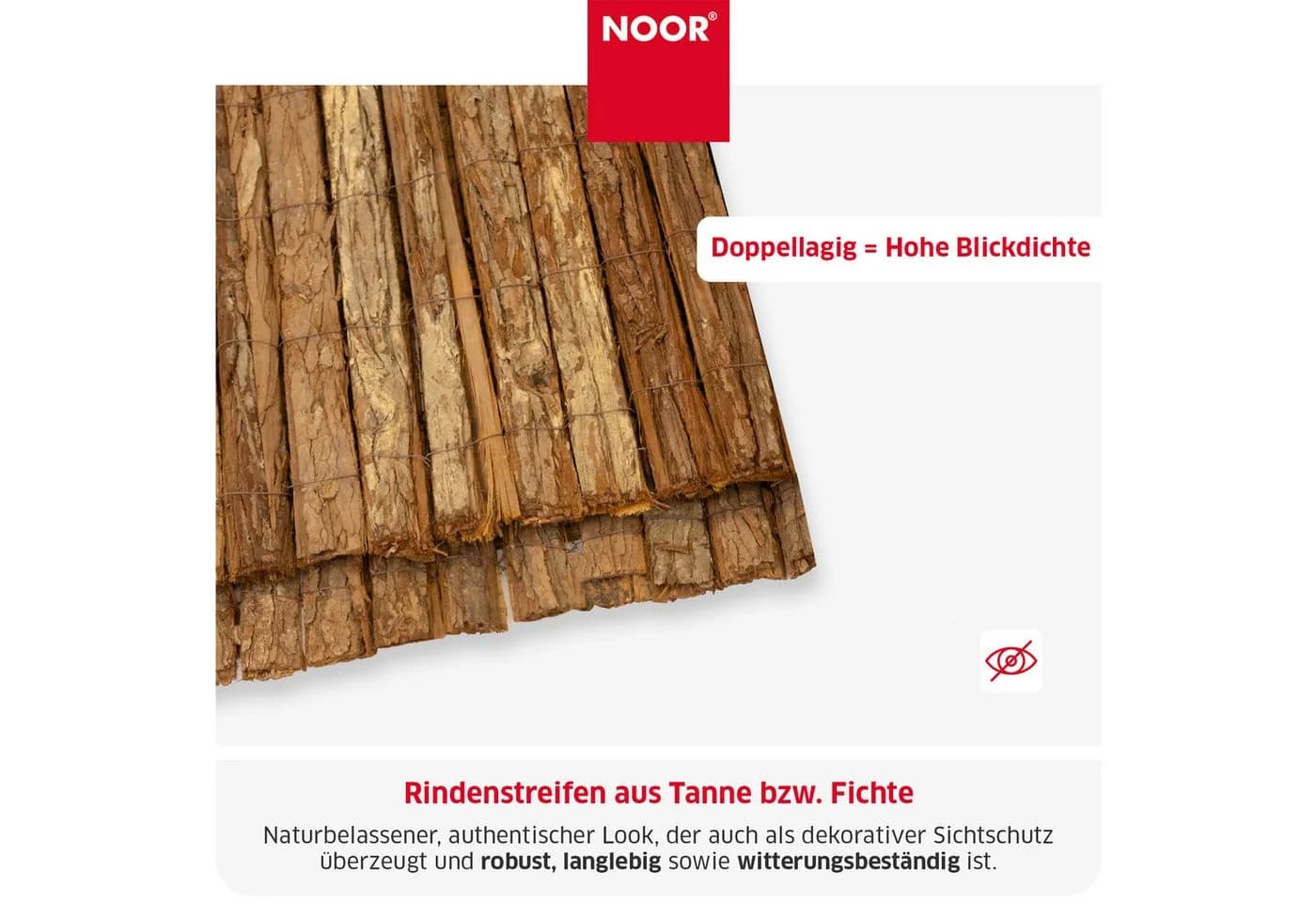 NOOR Sichtschutzzaunmatte Rindenmatte COUNTRY Rustikal - Bild 5