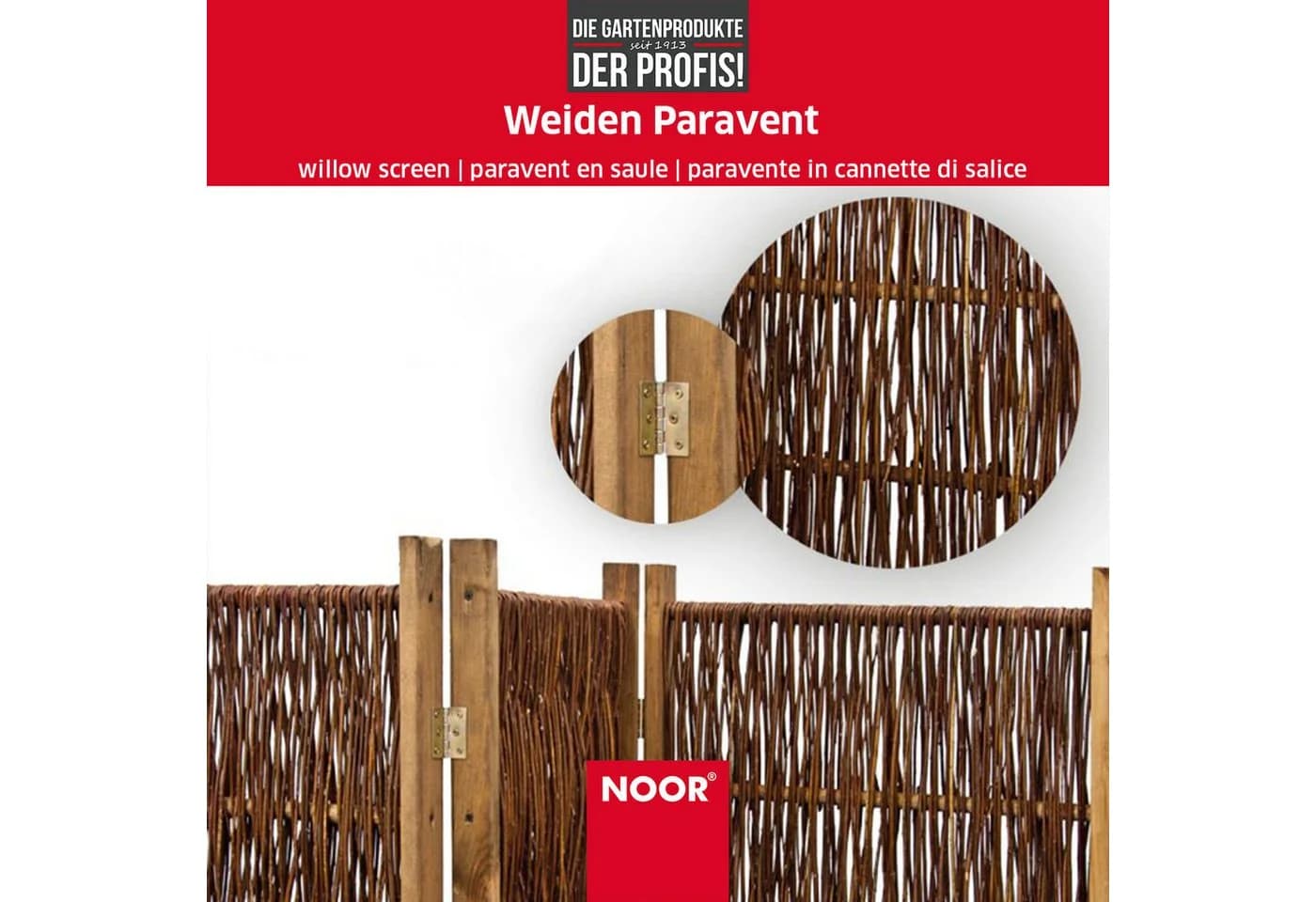 NOOR Paravent Weide 3-tlg. Klappbar Sichtschutz Garten - Bild 4