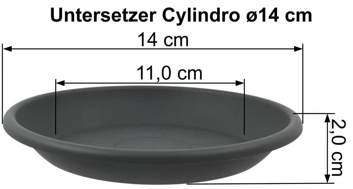 MePla Blumentopf Cylindro Anthrazit mit Untersetzer Kunststoff - Bild 3