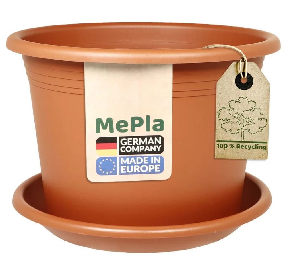 MePla Blumentopf Cylindro Set mit Untersetzer Terrakotta Kunststoff - Bild 2