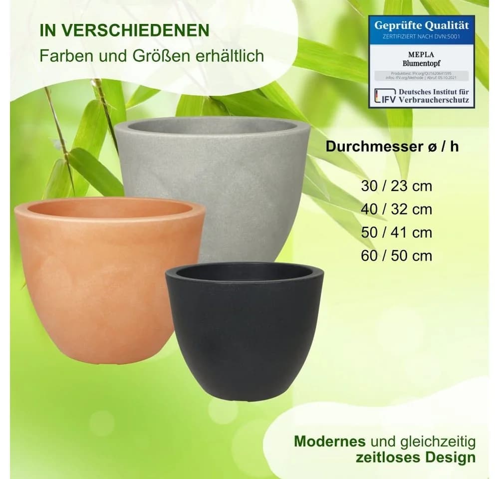 MePla Pflanzkübel Siena 30 cm Terra Kunststoff frostfest - Bild 3