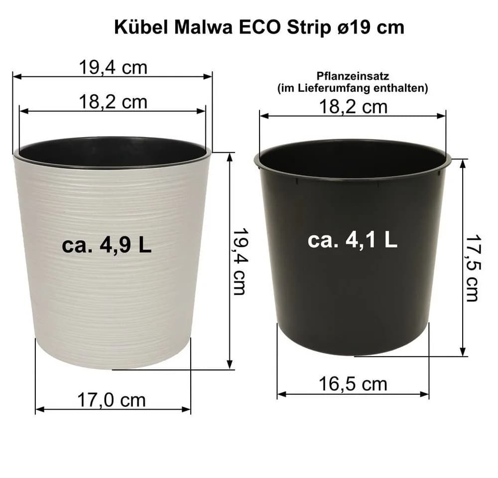 Heimwerkercenter Übertopf MePla Malwa Strip ECO 19cm Creme