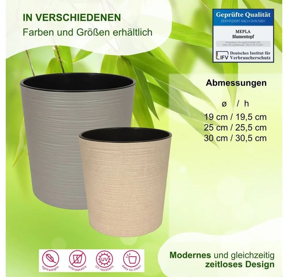 Heimwerkercenter Übertopf MePla Malwa Strip ECO 19cm Creme - Bild 4