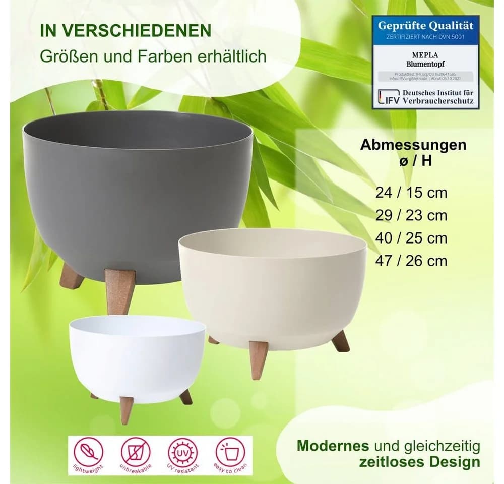 Heimwerkercenter Pflanzschale MePla - Schale Roma - wetterfestes Pflanzgefäß ø24cm - weiß - Bild 4