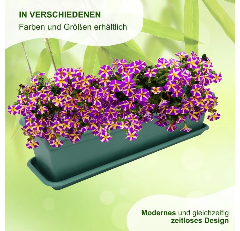 Heimwerkercenter Balkonkasten Balcony 40cm Grün mit Untersetzer