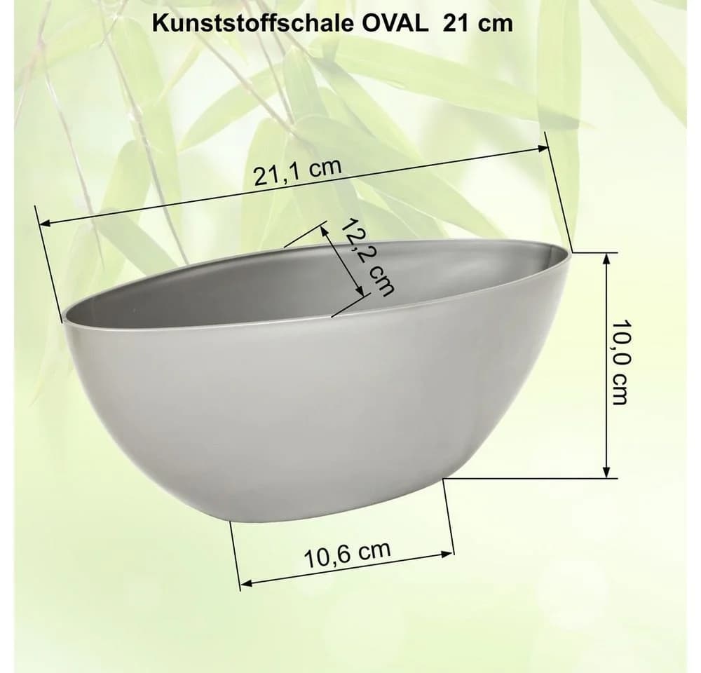 Heimwerkercenter Übertopf MePla 2 Stück Schale OVAL - wetterfestes Pflanzgefäß 21cm - grau