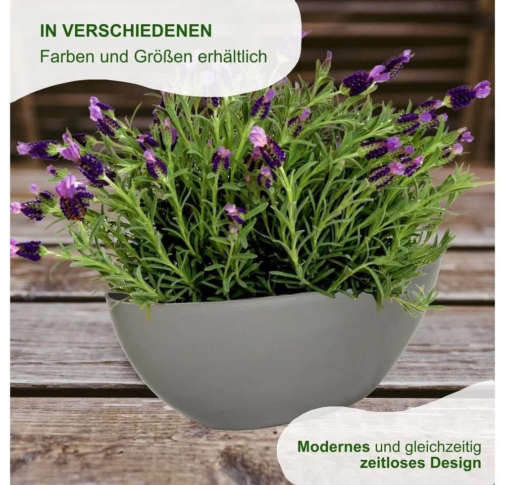 Heimwerkercenter Übertopf MePla 2 Stück Schale OVAL - wetterfestes Pflanzgefäß 21cm - grau - Bild 3