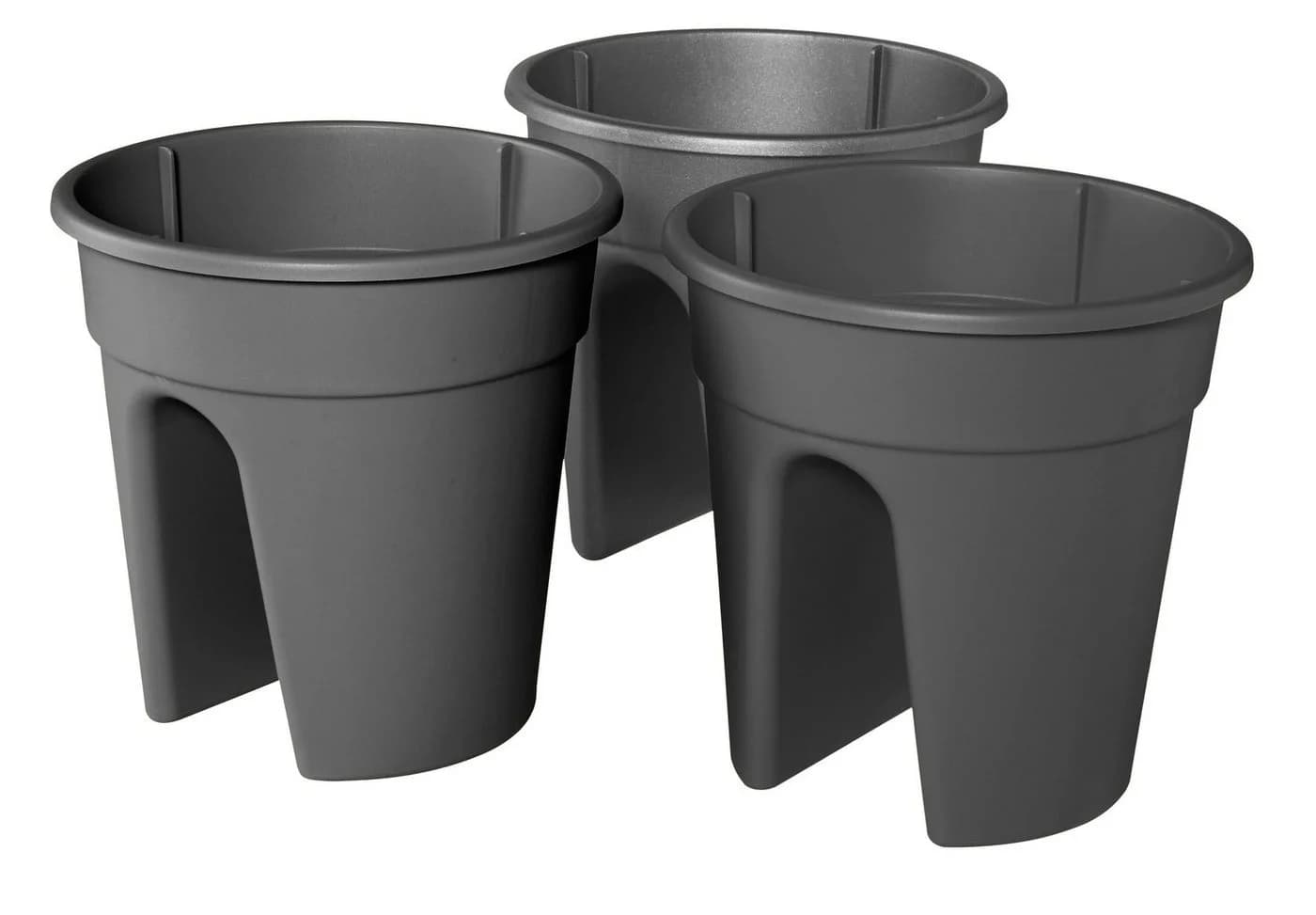 KHW Flowerclip Balkonkasten Set 3-tlg. Anthrazit Kunststoff - Bild 3