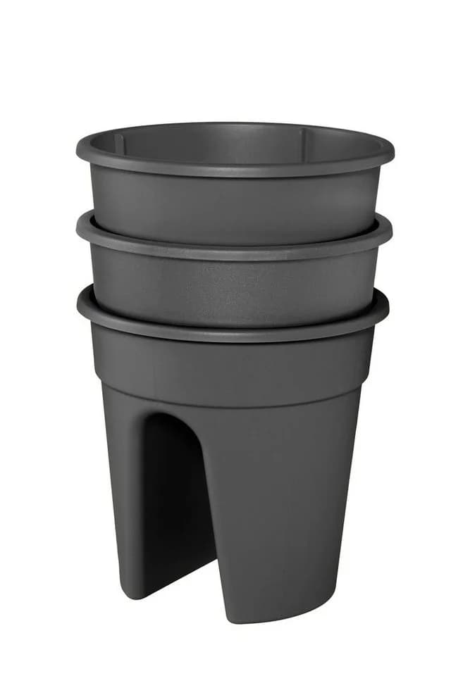 KHW Flowerclip Balkonkasten Set 3-tlg. Anthrazit Kunststoff - Bild 4