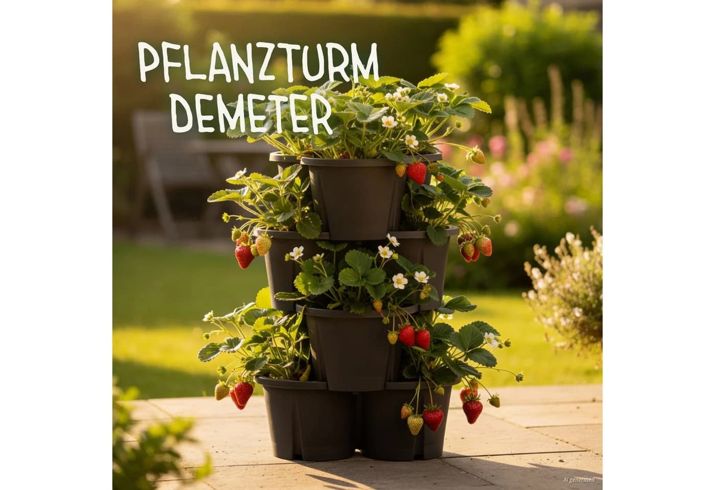 KHW Pflanzturm Demeter Anthrazit Pflanzkübel Vertikales Gärtnern - Bild 3
