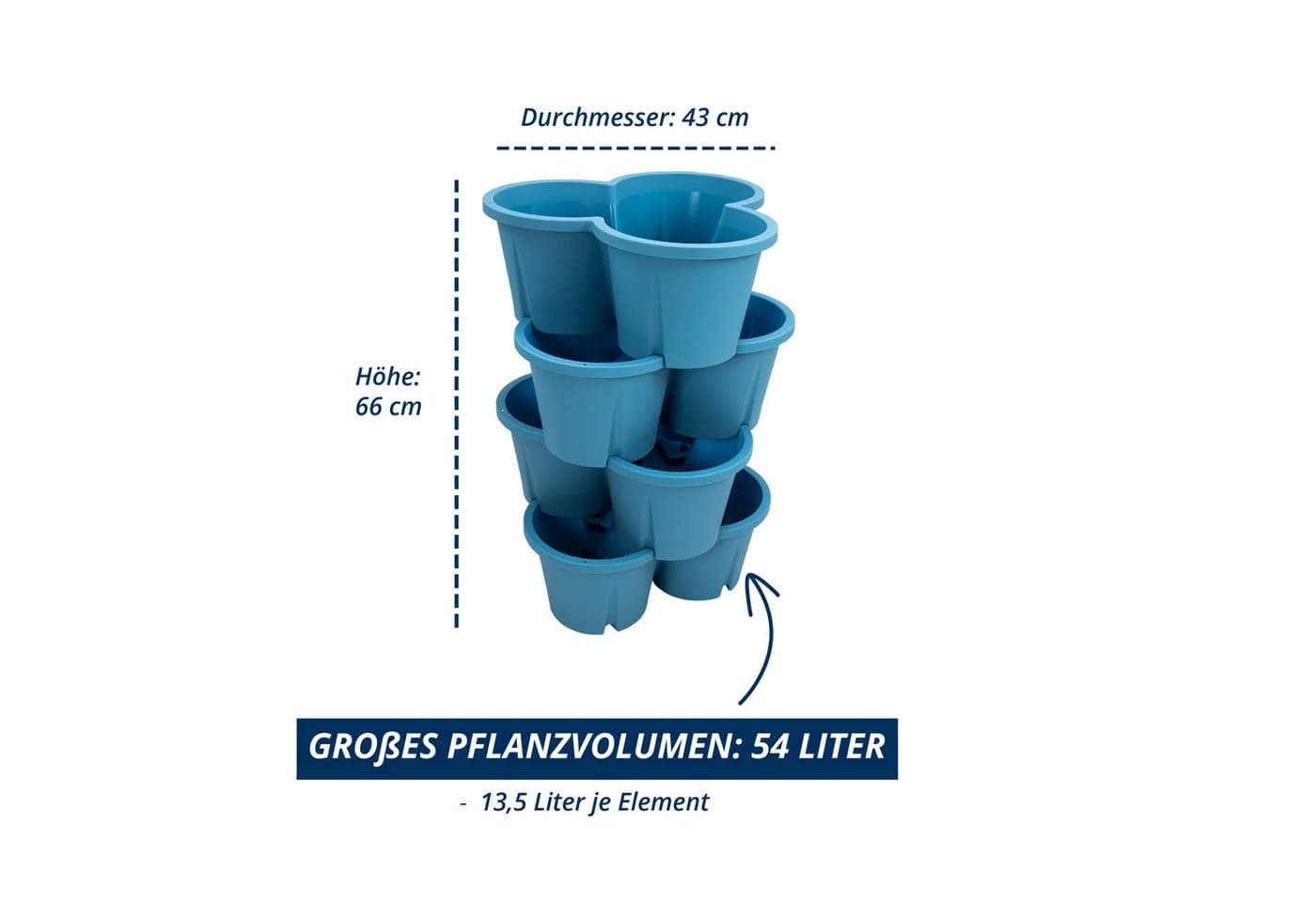 KHW Pflanzturm Demeter Pflanzkübel Meerblau Vertikales Gärtnern - Bild 5
