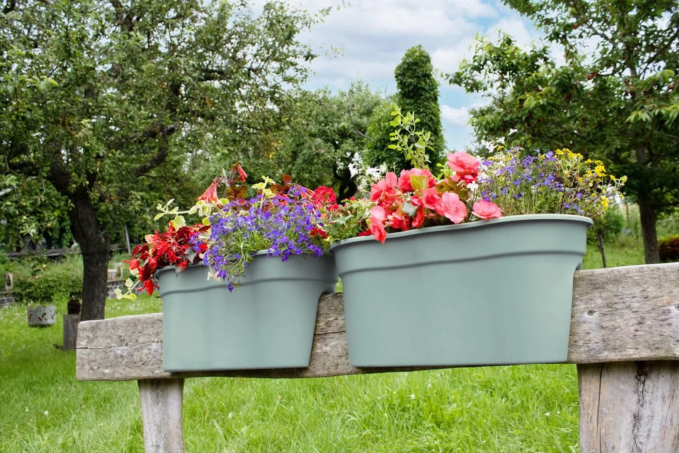KHW Flowerclip XXL Balkonkasten Set 2-tlg. Grün Kunststoff - Bild 2