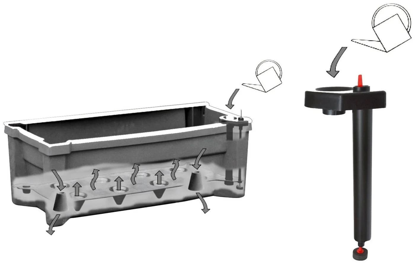 KHW Pflanzkübel Calypso Grau mit Bewässerungssystem und Rollen - Bild 4
