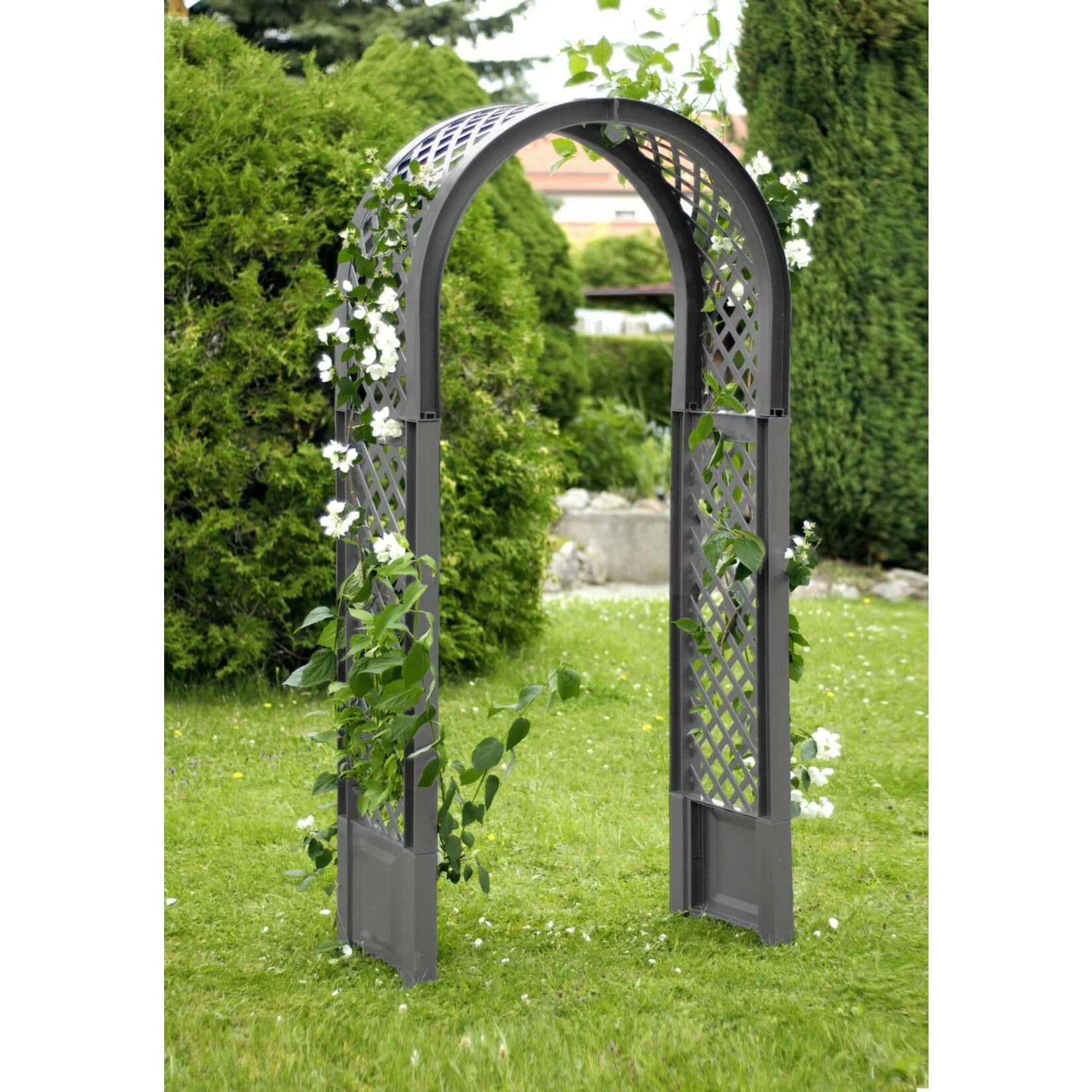 Rosenbogen KHW grau Kunststoff Rankhilfe 100x6x207 cm