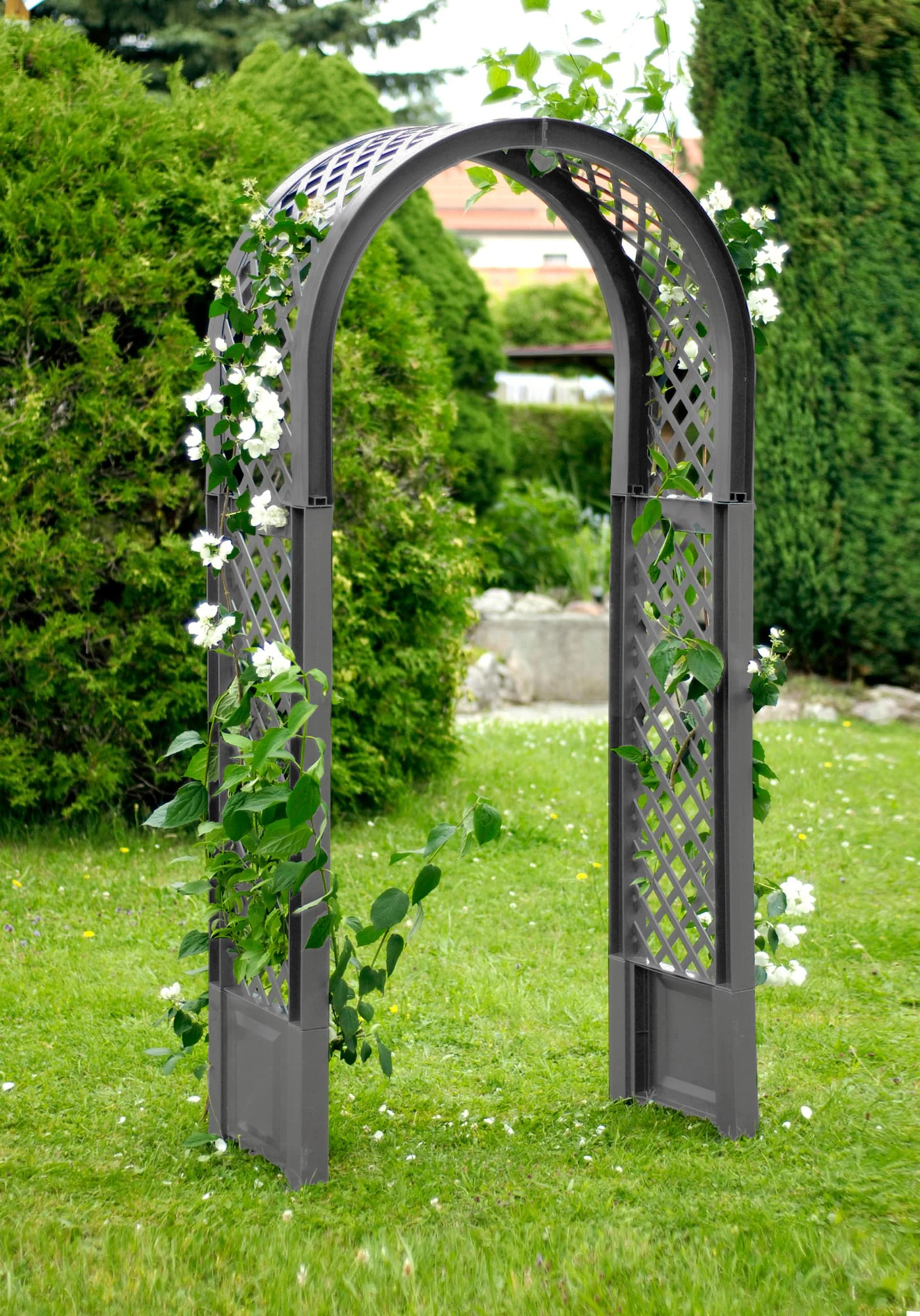 Rosenbogen KHW grau Kunststoff Rankhilfe 100x6x207 cm - Bild 2
