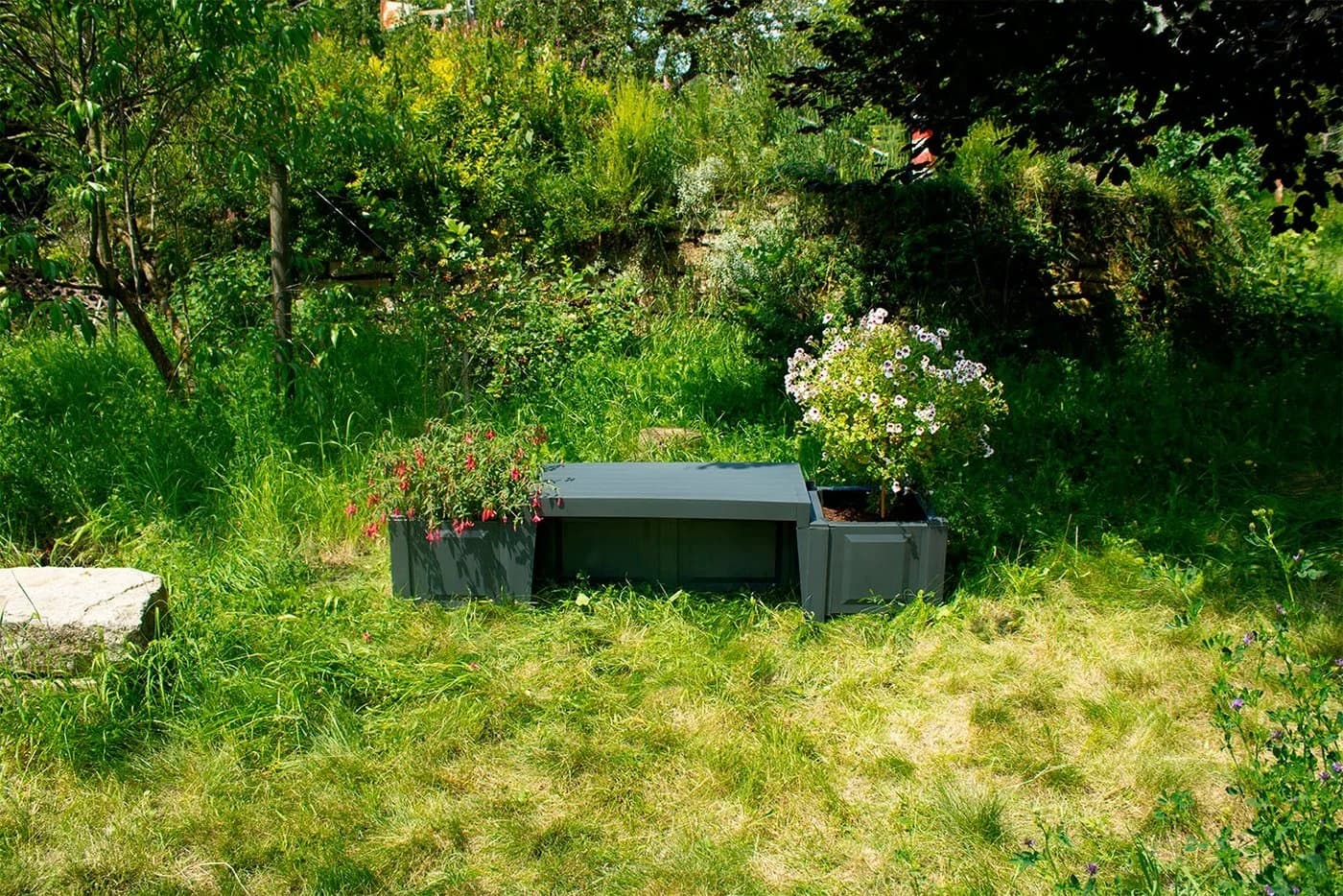 KHW Gartenbank Berlin Anthrazit mit Pflanzkästen - Bild 4