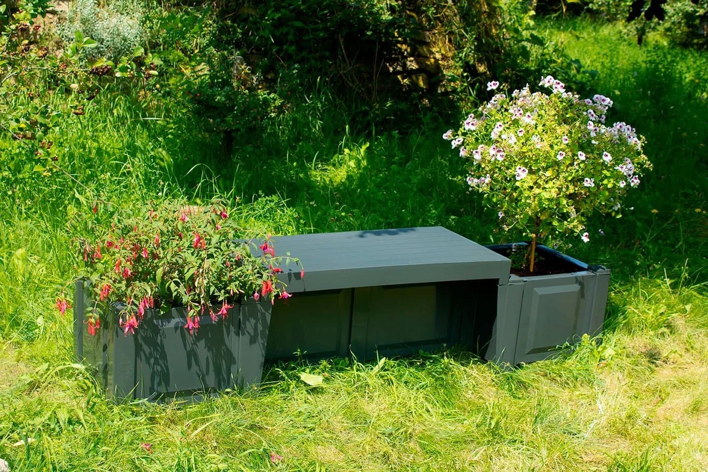 KHW Gartenbank Berlin Anthrazit mit Pflanzkästen - Bild 5