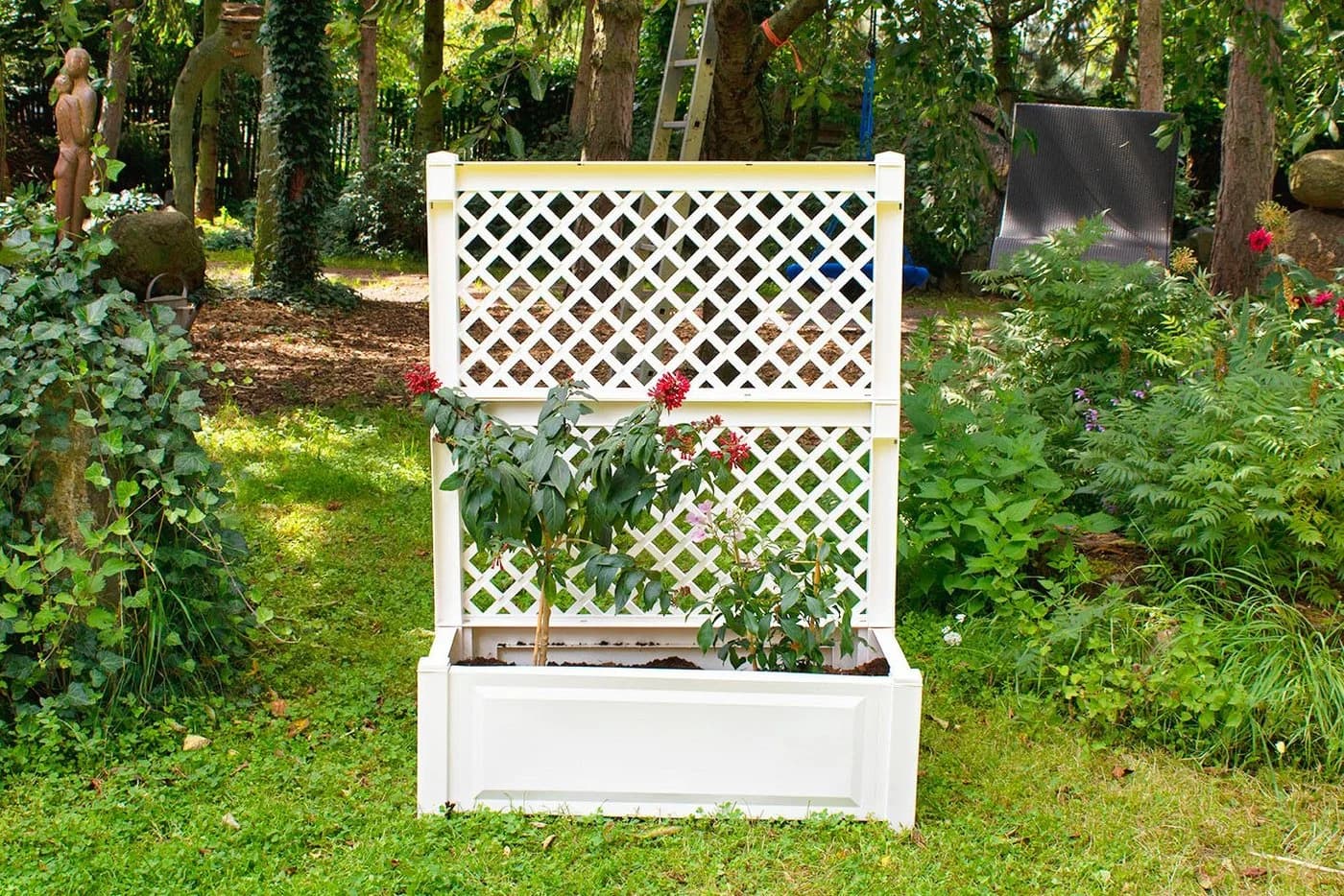 KHW Spalier Pflanzkasten Weiß 100 cm mit Rankhilfe - Bild 2