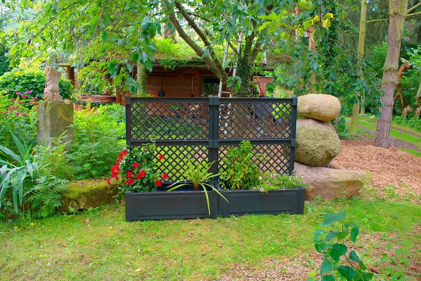 KHW Spalier 2er-Set mit Pflanzkasten Anthrazit Kunststoff