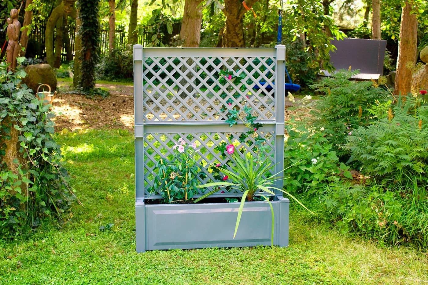 KHW Pflanzkasten 100 cm mit Zentralspalier Grau - Bild 2