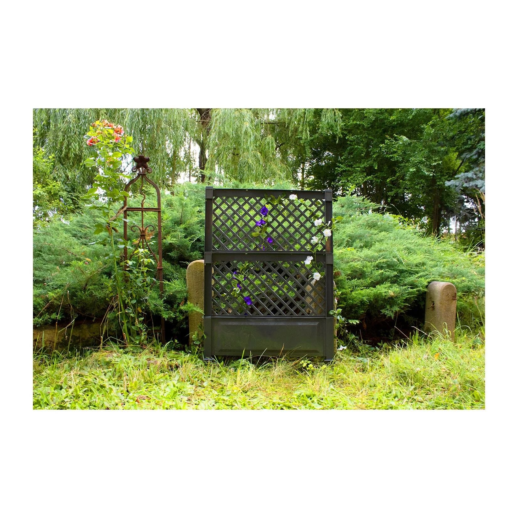 KHW Spalier Anthrazit 100x140 cm mit Erdspießen