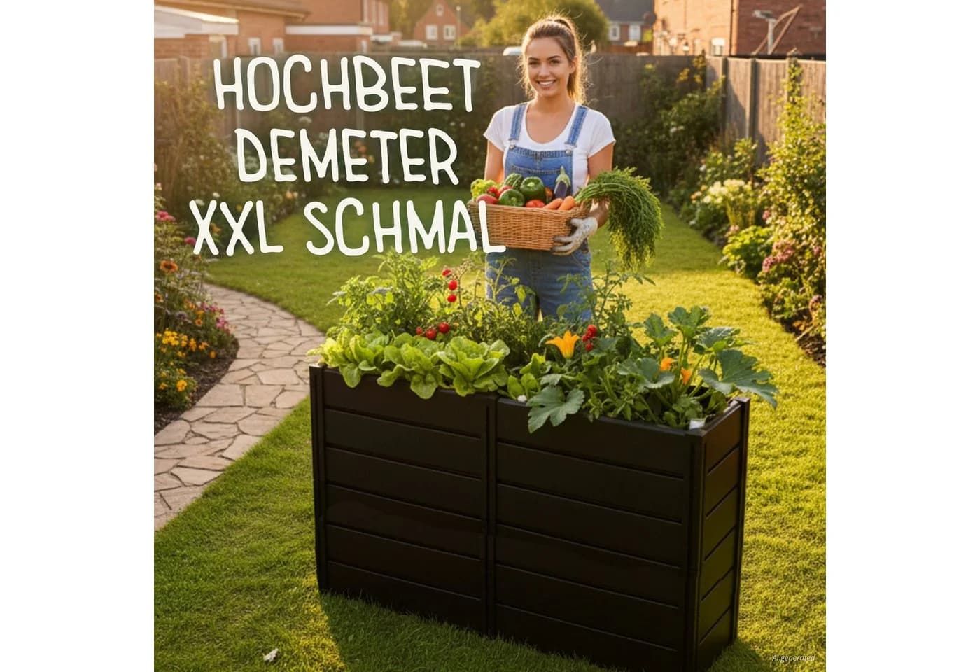 KHW Hochbeet Demeter XXL schmal Anthrazit Kunststoff
