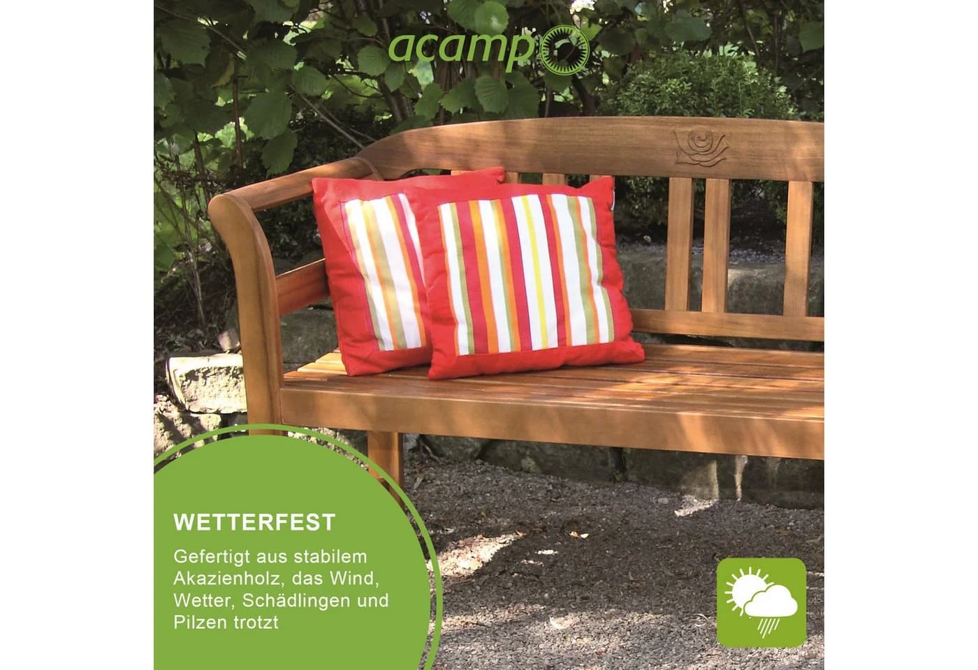 acamp Gartenbank 2-Sitzer Wetterfest FSC Akazienholz Teakfarben